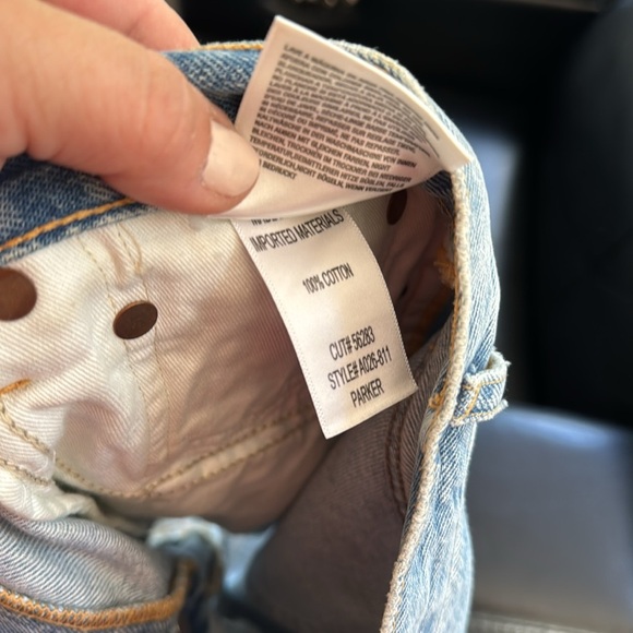 AGOLDE Parker shorts blue Jean denim distressed 28 frayed hem 100% cotton - Picture 6 of 6